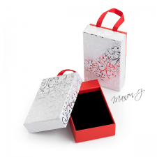 Dárková krabička na šperky červeno-bílá s ornamenty - MALÁ