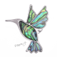 Brož kolibřík rhodiovaný s perletí Paua